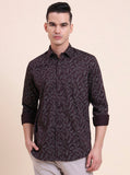 Wine Printed Smart Fit Semi Casual Shirt | Greenfibre
