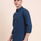 Teal Solid Slim Fit Casual Shirt | Greenfibre