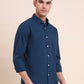 Teal Solid Slim Fit Casual Shirt | Greenfibre