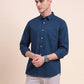 Teal Solid Slim Fit Casual Shirt | Greenfibre
