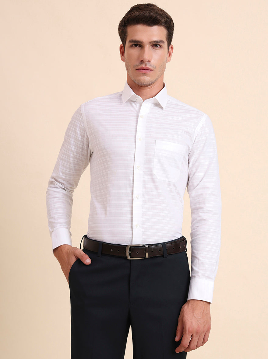 White Solid Slim Fit Formal Shirt | GreenFiber