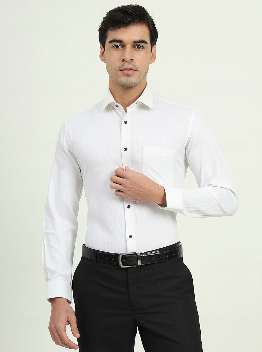 White Solid Slim Fit Party Wear Shirt | Greenfire