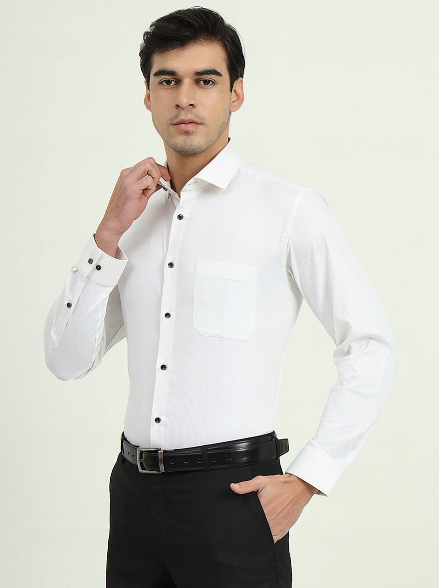 White Solid Slim Fit Party Wear Shirt | Greenfire