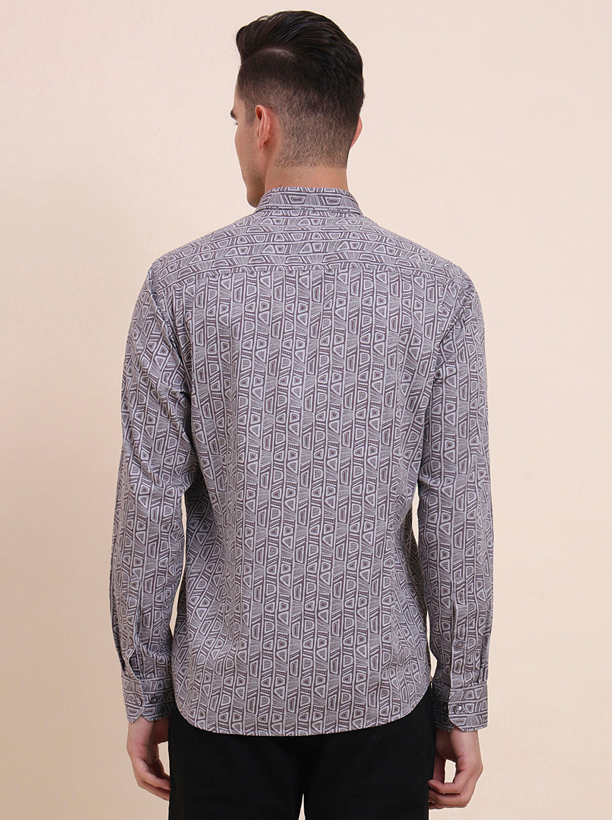 Dark Purplr Printed Smart Fit Semi Casual Shirt | Greenfibre