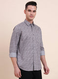 Dark Purplr Printed Smart Fit Semi Casual Shirt | Greenfibre