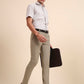 Beige Solid Super Slim Fit Formal Trouser | Greenfibre