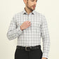 White & Grey Checked Slim Fit Formal Shirt | Metal