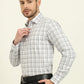 White & Grey Checked Slim Fit Formal Shirt | Metal