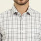 White & Grey Checked Slim Fit Formal Shirt | Metal