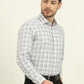 White & Grey Checked Slim Fit Formal Shirt | Metal