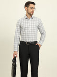 White & Grey Checked Slim Fit Formal Shirt | Metal