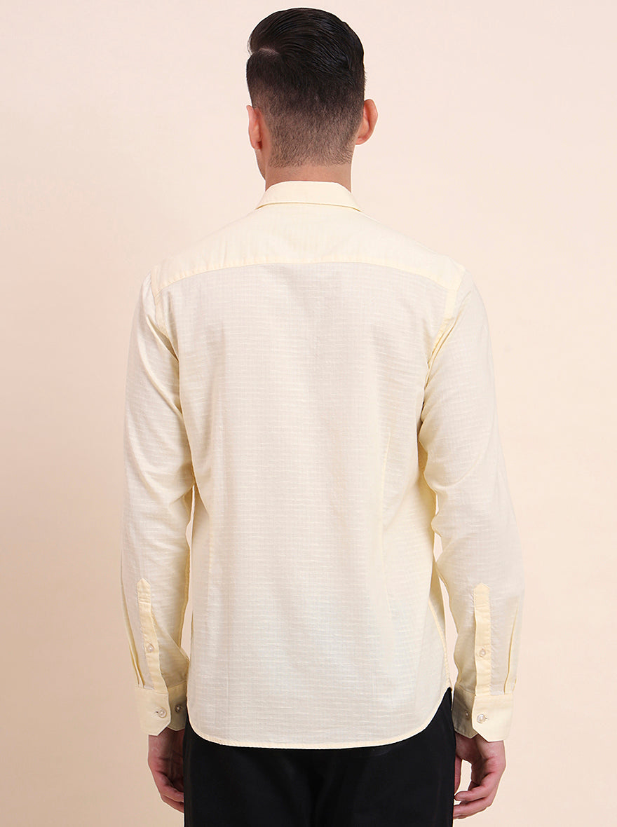 Yellow Solid Smart Fit Semi Casual Shirt | Greenfibre