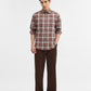 Chocolaty Checked Slim Fit Casual Shirt | Greenfibre