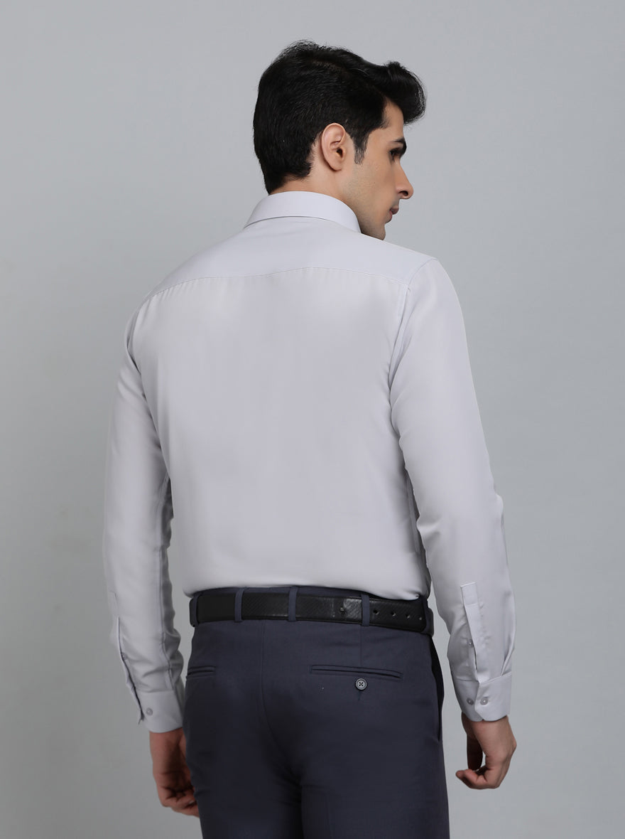 Light Grey Solid Slim Fit Party Wear Shirt | Wyre