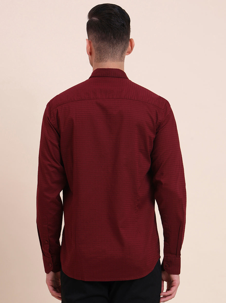 Maroon Solid Smart Fit Semi Casual Shirt | Greenfibre