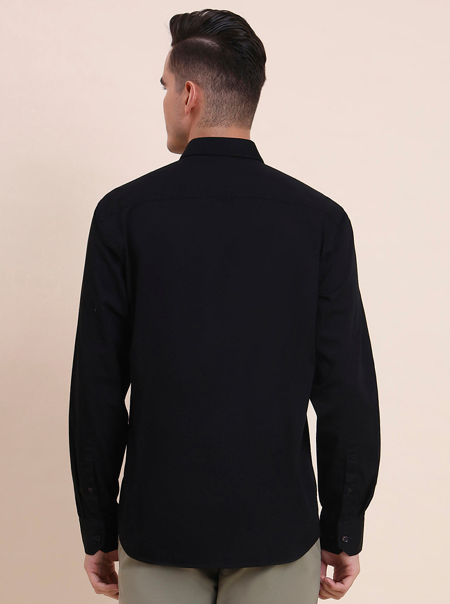 Black Solid Smart Fit Semi Casual Shirt | Greenfibre