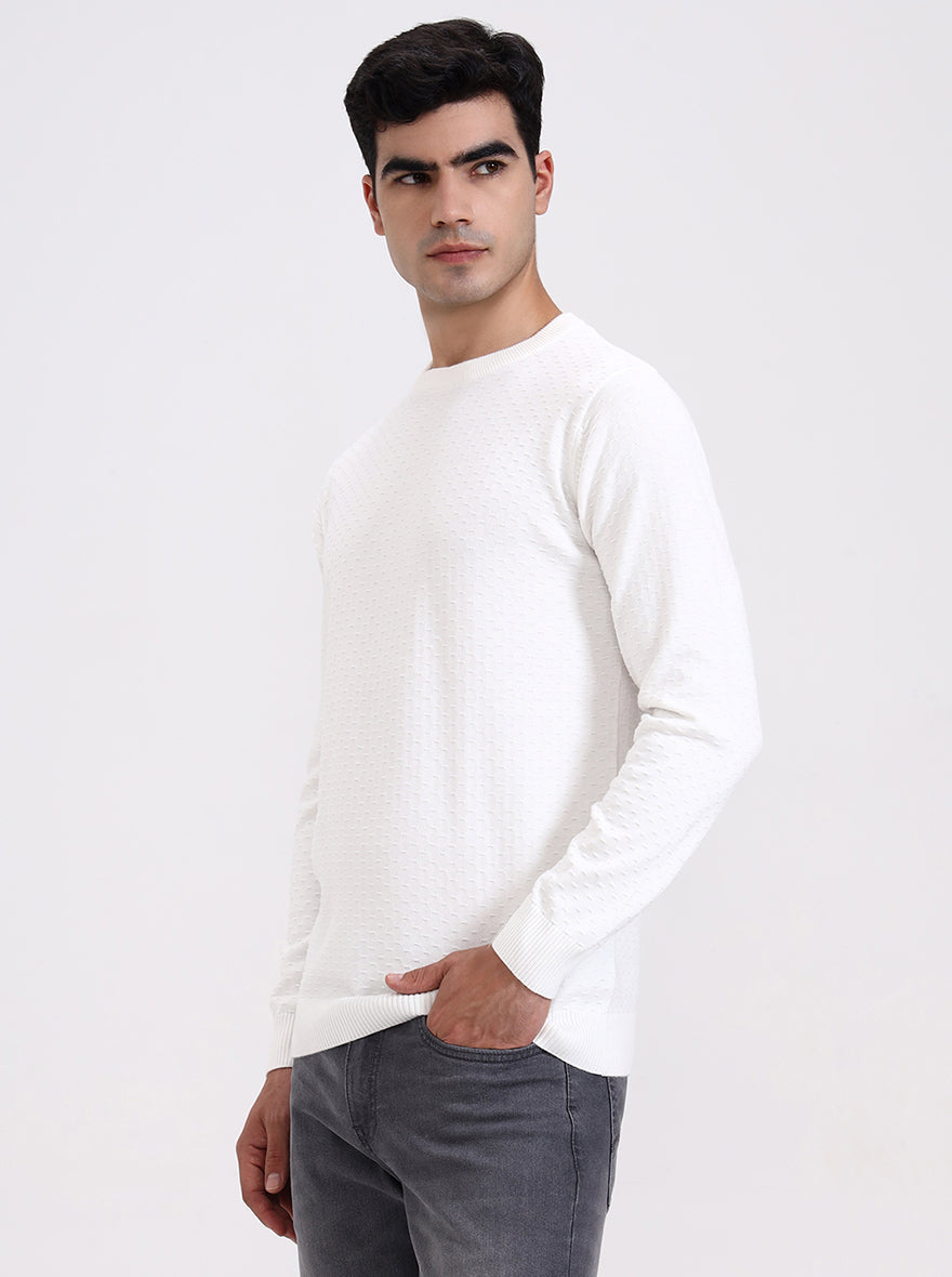 White Checked Tailored Fit T-Shirt | Greenfibre