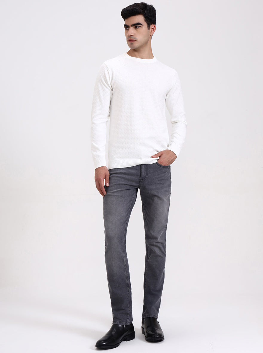 White Checked Tailored Fit T-Shirt | Greenfibre