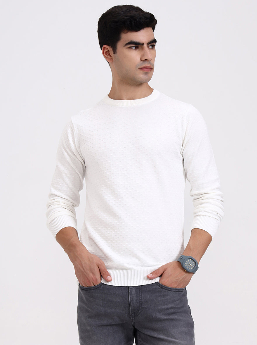 White Checked Tailored Fit T-Shirt | Greenfibre