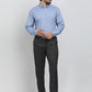 Light Blue Printed Tailored Fit Semi Casual Shirt | JadeBlue