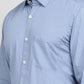 Light Blue Printed Tailored Fit Semi Casual Shirt | JadeBlue
