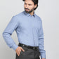Light Blue Printed Tailored Fit Semi Casual Shirt | JadeBlue