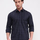 Navy Blue Checked Smart Fit Semi Casual Shirt | Greenfibre