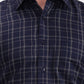 Navy Blue Checked Smart Fit Semi Casual Shirt | Greenfibre