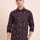 Wine Printed Slim Fit Casual Shirt | Greenfibre