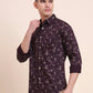 Wine Printed Slim Fit Casual Shirt | Greenfibre