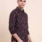 Wine Printed Slim Fit Casual Shirt | Greenfibre