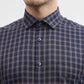 Blue & Fawn Checked Regular Fit Formal Shirt | Greenfibre