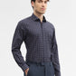 Blue & Fawn Checked Regular Fit Formal Shirt | Greenfibre