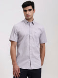 Purple Printed Slim Fit Semi Casual Shirt | Greenfibre