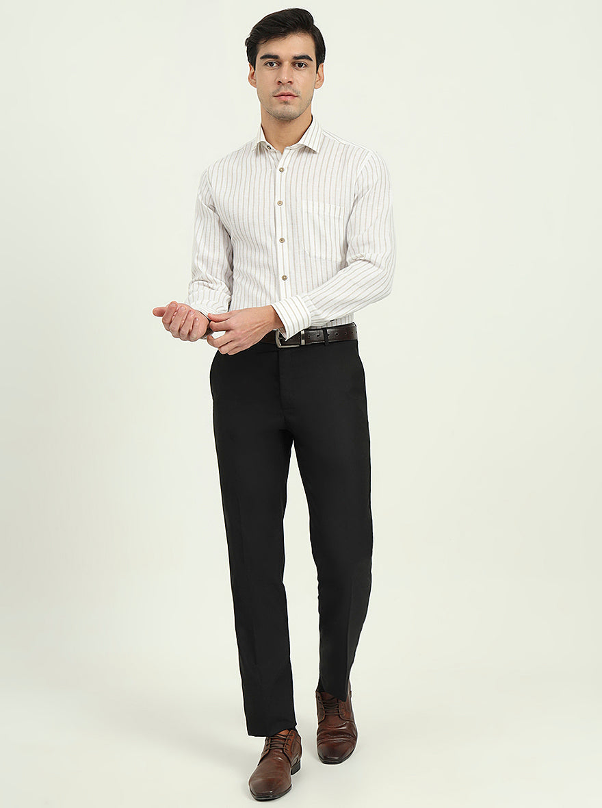White Striped Slim Fit Party Wear Shirt | Greenfibre
