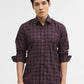 Violet Purple Checked Tailored Fit Semi Casual Shirt | Greenfibre