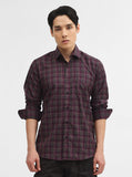 Violet Purple Checked Tailored Fit Semi Casual Shirt | Greenfibre
