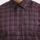 Violet Purple Checked Tailored Fit Semi Casual Shirt | Greenfibre