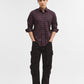 Violet Purple Checked Tailored Fit Semi Casual Shirt | Greenfibre