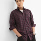 Violet Purple Checked Tailored Fit Semi Casual Shirt | Greenfibre