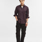 Violet Purple Checked Tailored Fit Semi Casual Shirt | Greenfibre