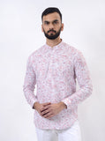 Pink Printed Slim Fit Semi Casual Shirt | Wyre