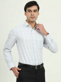 Grey & White Checked Regular Fit Formal Shirt | Greenfibre