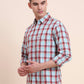 Red Checked Slim Fit Casual Shirt | Greenfibre