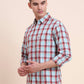 Red Checked Slim Fit Casual Shirt | Greenfibre