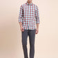 Red Checked Slim Fit Casual Shirt | Greenfibre