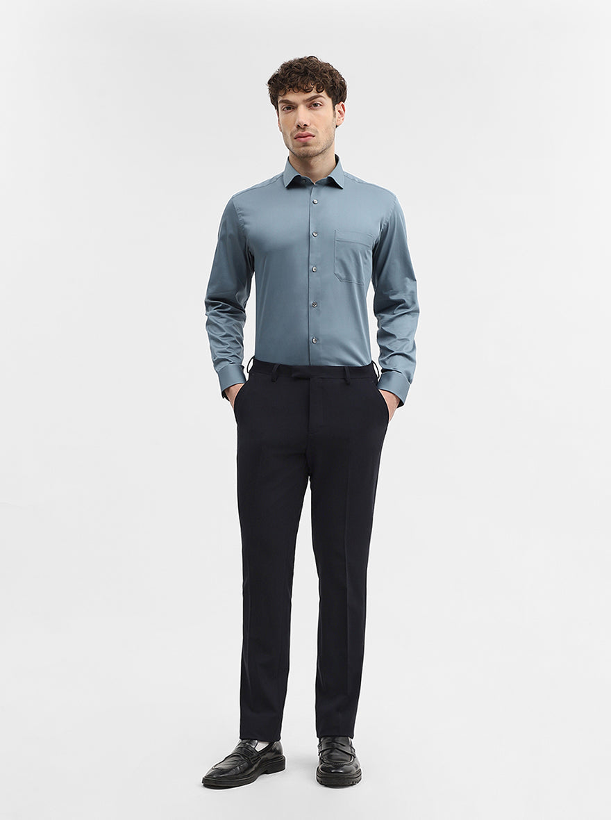Grey Solid Slim Fit Formal Shirt | Greenfibre
