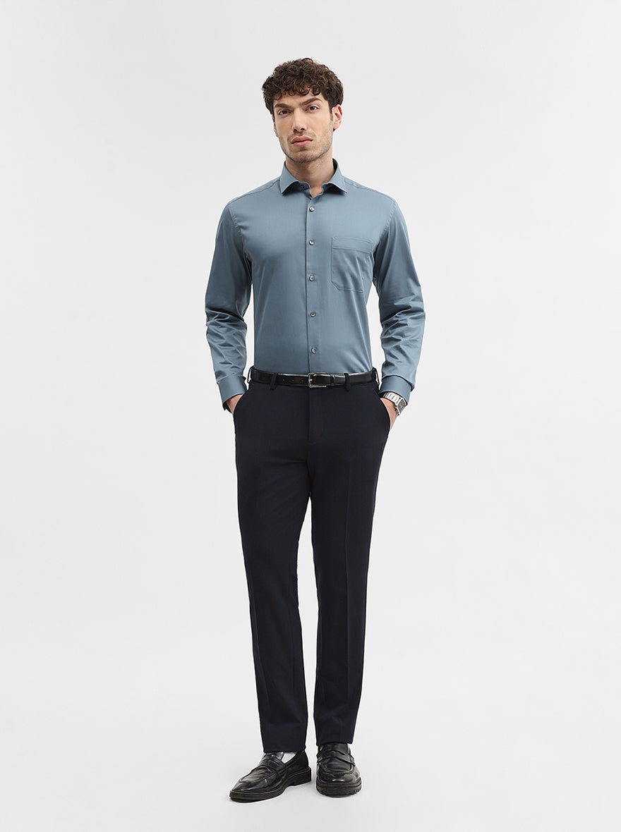 Grey Solid Slim Fit Formal Shirt | Greenfibre