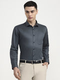 Grey Printed Slim Fit Formal Shirt | Greenfibre