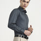 Grey Printed Slim Fit Formal Shirt | Greenfibre
